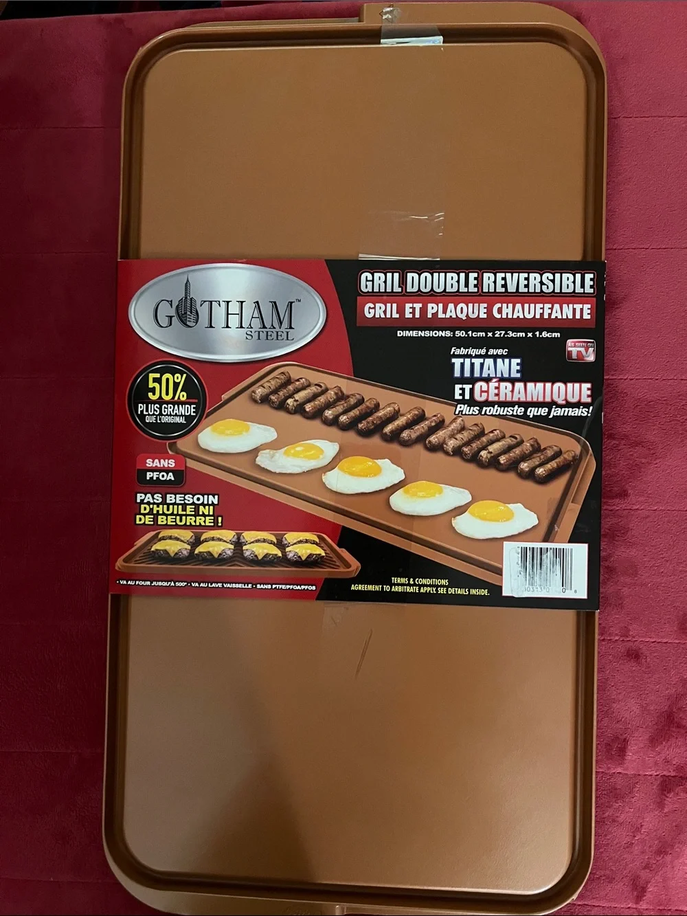 GOTHAM STEEL Reversible Double Grill - Grill & Griddle Nonstick Pan. Brand new